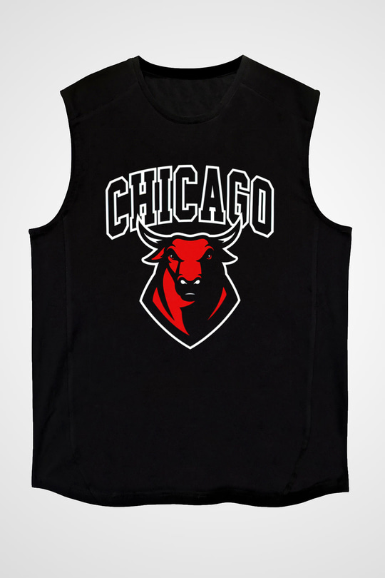 Chicago Bulls Siyah Unisex Kolsuz Tişört