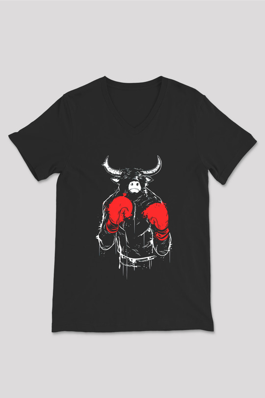 Chicago Bulls Siyah Unisex V Yaka Tişört T-Shirt