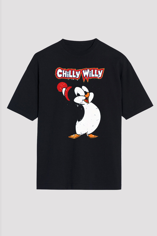 Chilly Willy Siyah Oversize Tişört