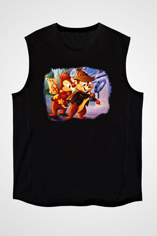 Chipn Dale Rescue Rangers Siyah Unisex Kolsuz Tişört