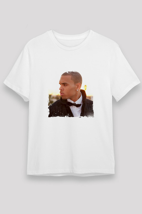 Chris Brown Baskılı Unisex Beyaz Tişört