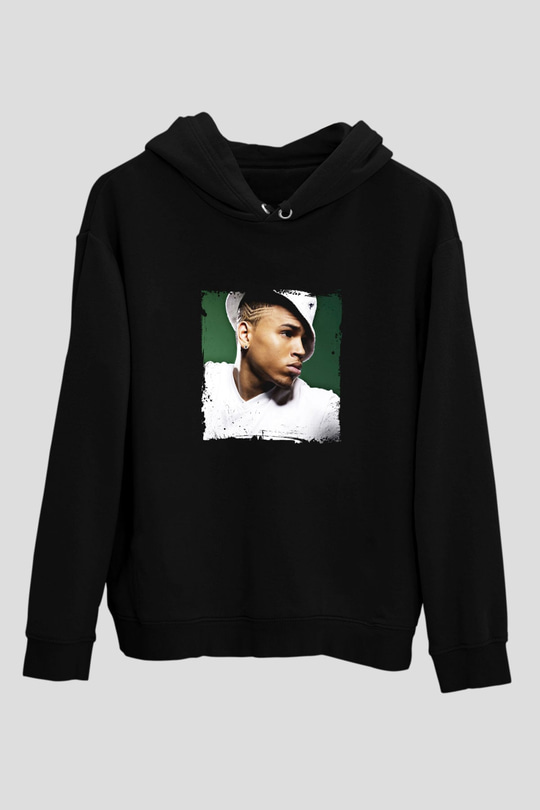 Chris Brown Baskılı Unisex Siyah Hoodie