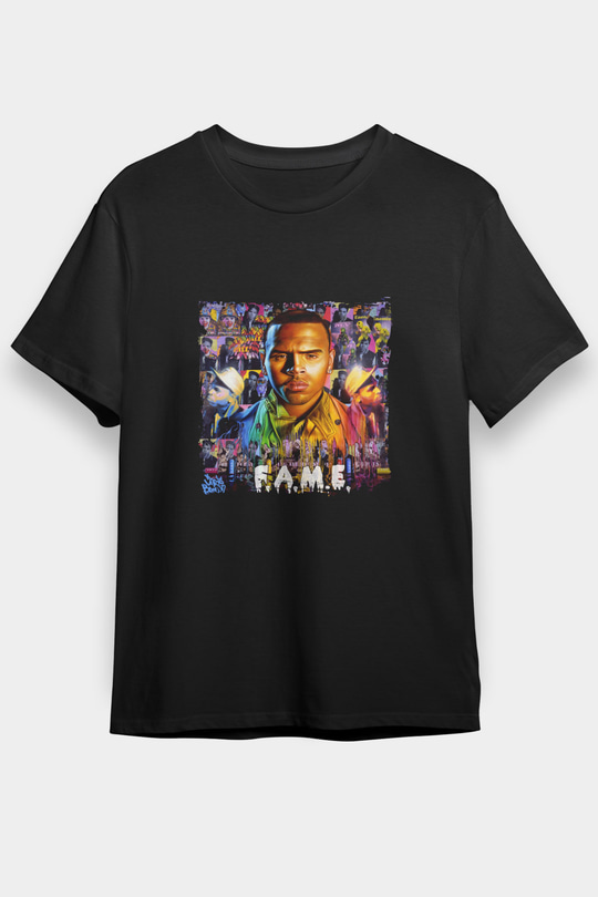 Chris Brown Baskılı Unisex Siyah Tişört