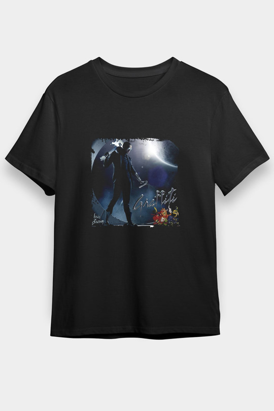 Chris Brown Baskılı Unisex Siyah Tişört