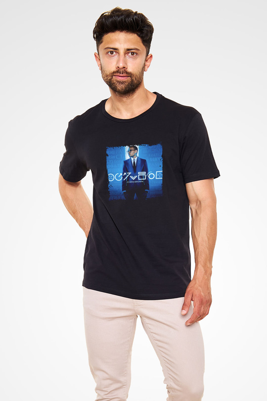 Chris Brown Baskılı Unisex Siyah Tişört