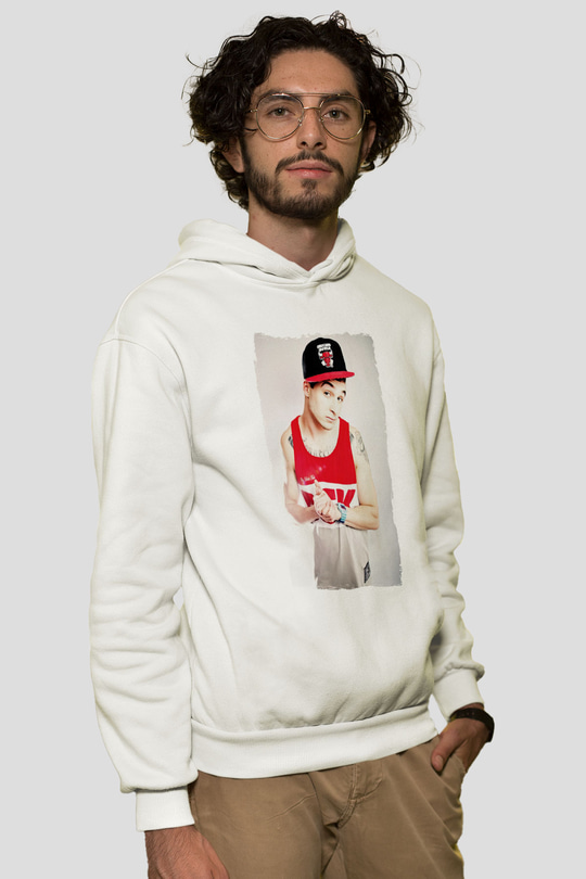 Chris Webby Beyaz Unisex Kapüşonlu Sweatshirt