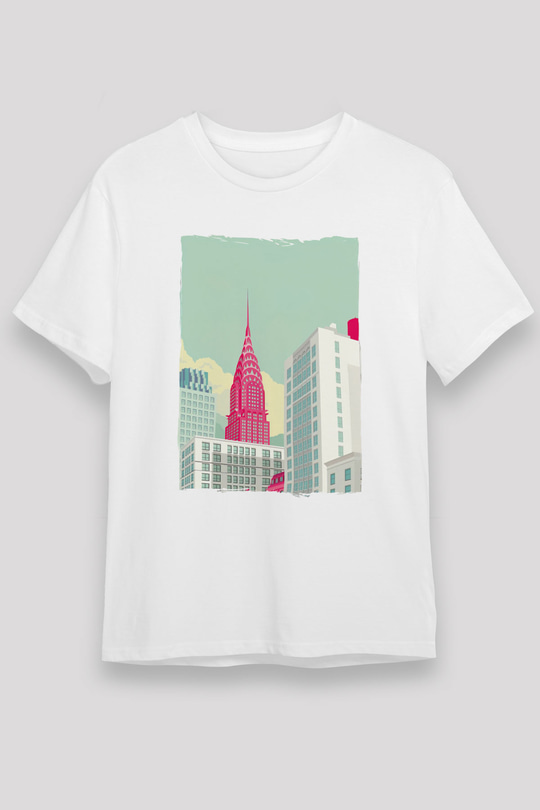Chrysler Binası Beyaz Unisex Tişört T-Shirt - TişörtFabrikası