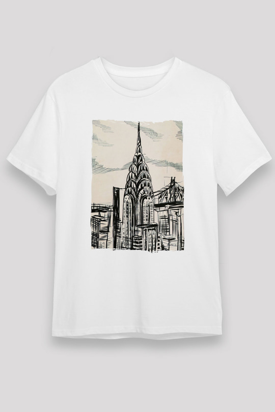 Chrysler Binası Beyaz Unisex Tişört T-Shirt - TişörtFabrikası