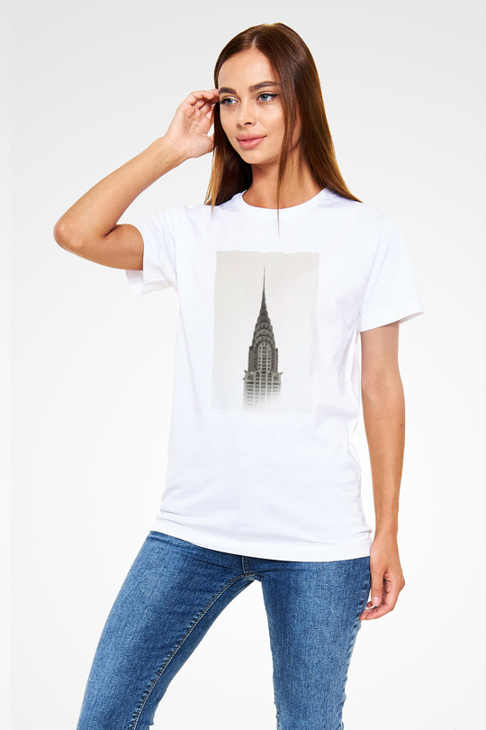 Chrysler Binası Beyaz Unisex Tişört T-Shirt - TişörtFabrikası