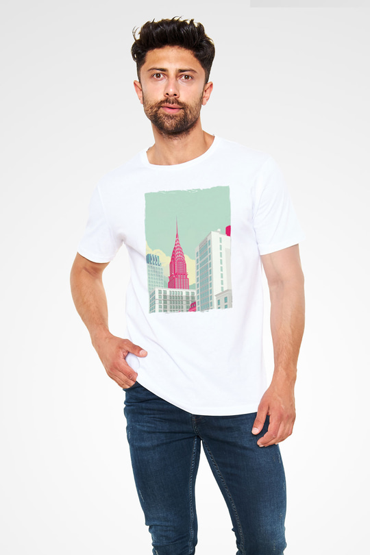 Chrysler Binası Beyaz Unisex Tişört T-Shirt - TişörtFabrikası