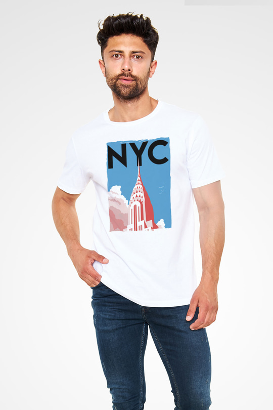 Chrysler Binası Beyaz Unisex Tişört T-Shirt - TişörtFabrikası