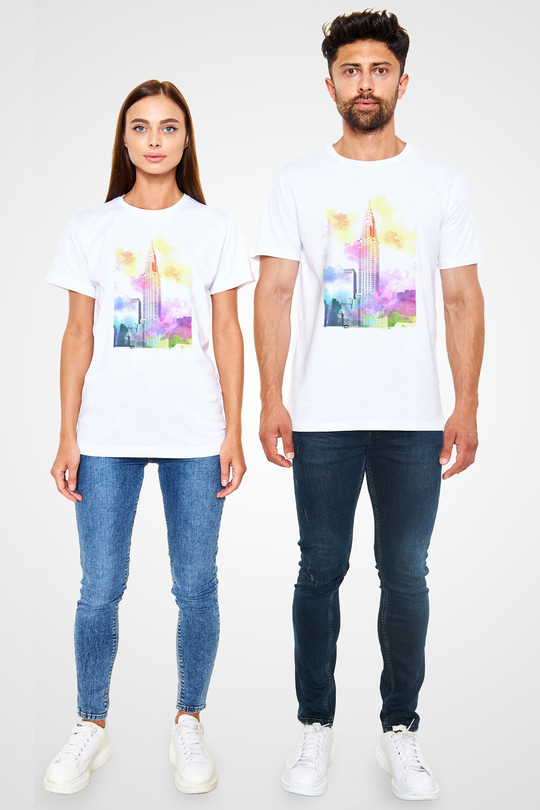 Chrysler Binası Beyaz Unisex Tişört T-Shirt - TişörtFabrikası