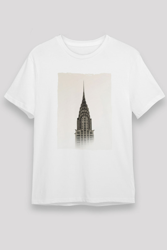 Chrysler Binası Beyaz Unisex Tişört T-Shirt - TişörtFabrikası