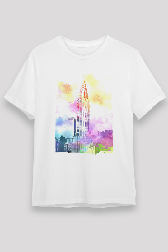 Chrysler Binası Beyaz Unisex Tişört T-Shirt - TişörtFabrikası