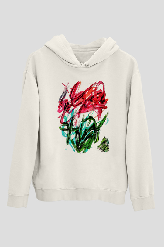 Çiçek Beyaz Unisex Kapşonlu Sweatshirt