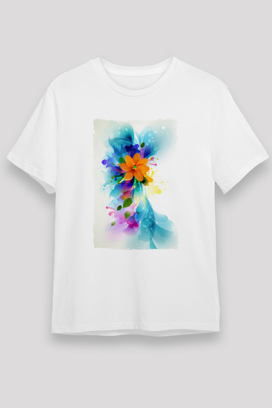 Çiçek Beyaz Unisex Tişört T-Shirt - TişörtFabrikası