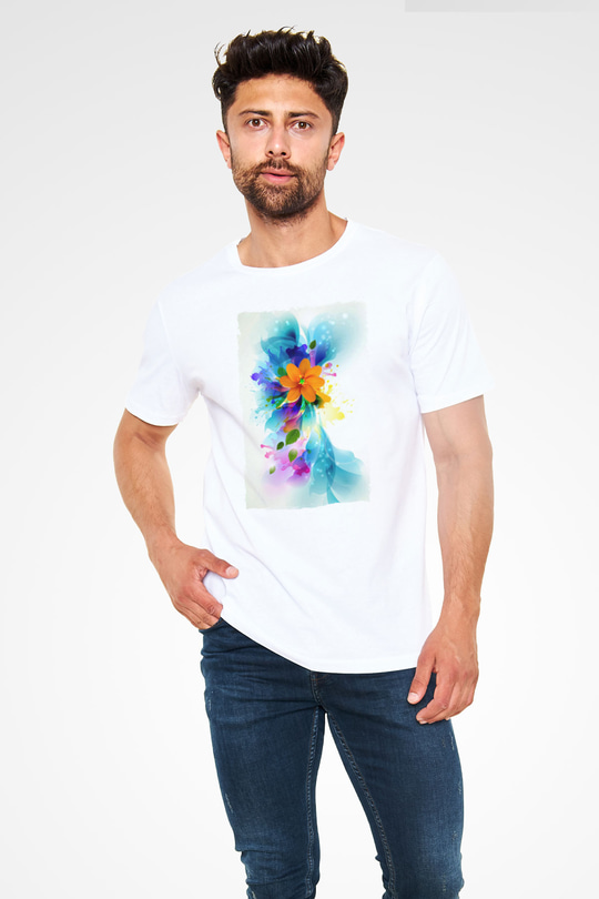 Çiçek Beyaz Unisex Tişört T-Shirt - TişörtFabrikası