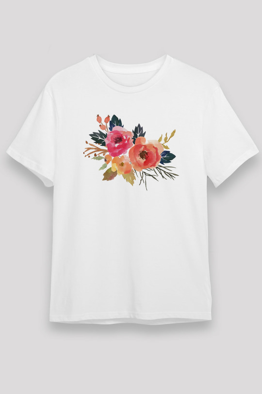 Çiçek Beyaz Unisex Tişört T-Shirt - TişörtFabrikası