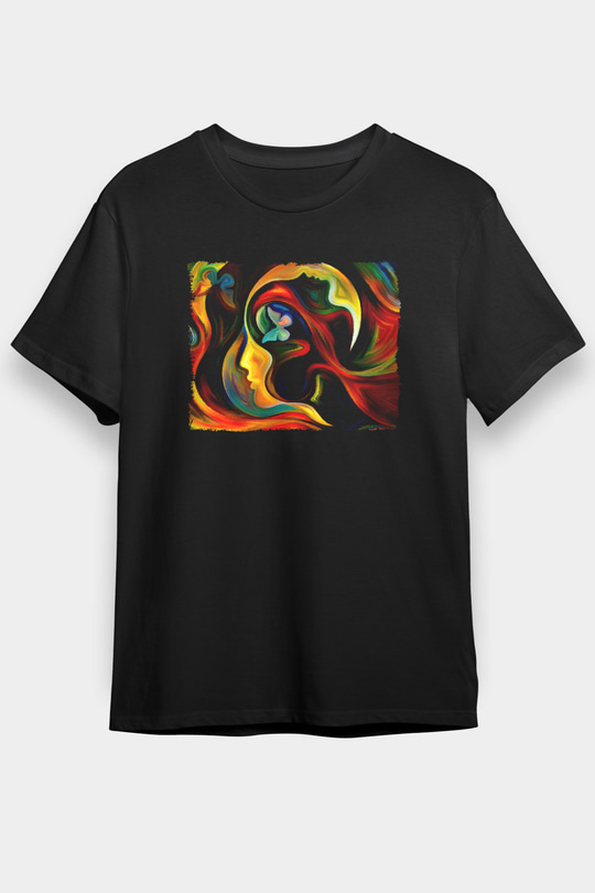 Çiçek Siyah Unisex Tişört T-Shirt - TişörtFabrikası