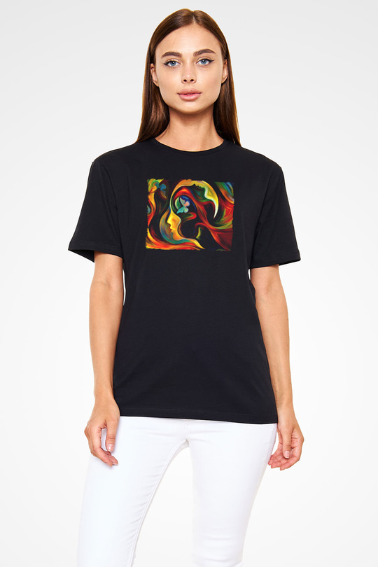 Çiçek Siyah Unisex Tişört T-Shirt - TişörtFabrikası