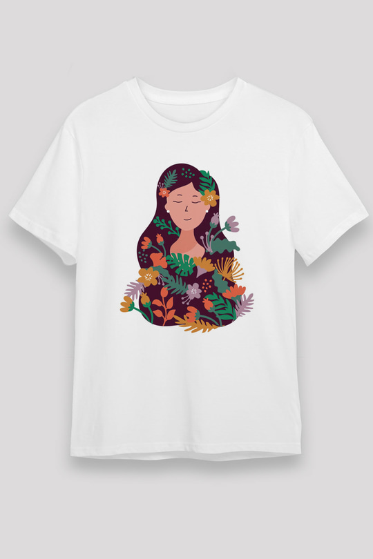 Çiçekçi Beyaz Unisex Tişört T-Shirt - TişörtFabrikası