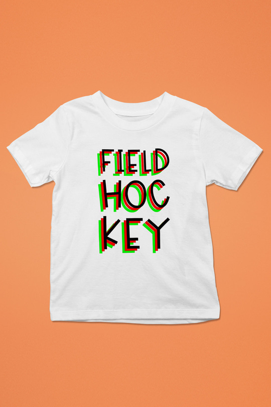 Çim Hokeyi Baskılı Unisex Beyaz Çocuk Tişört - Tshirt