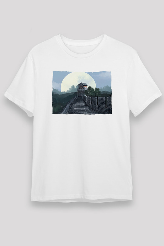 Çin Seddi Beyaz Unisex Tişört T-Shirt - TişörtFabrikası