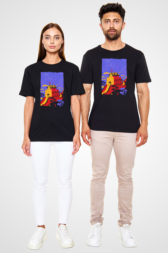 Çin Seddi Siyah Unisex Tişört T-Shirt - TişörtFabrikası