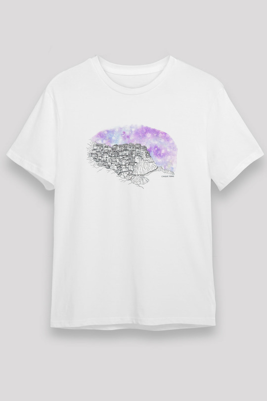 Cinque Terre Beyaz Unisex Tişört T-Shirt - TişörtFabrikası