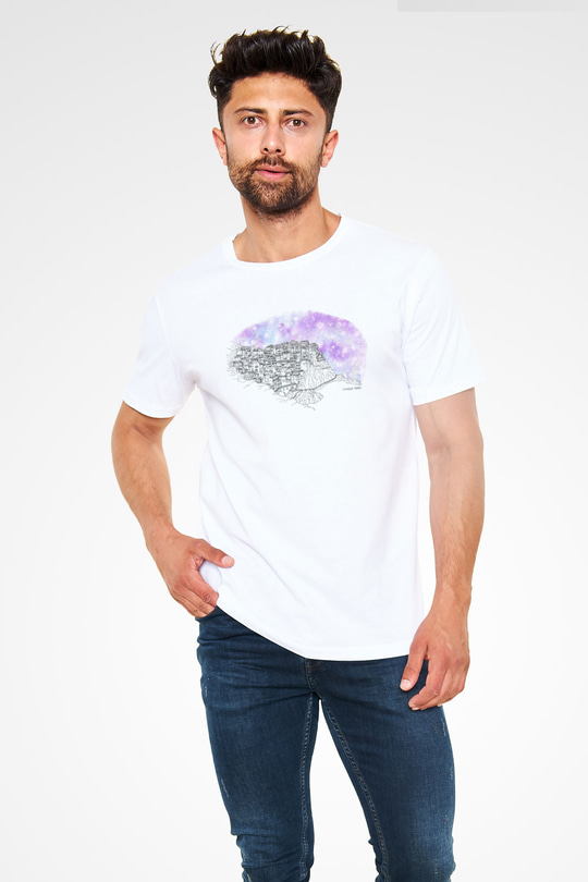 Cinque Terre Beyaz Unisex Tişört T-Shirt - TişörtFabrikası