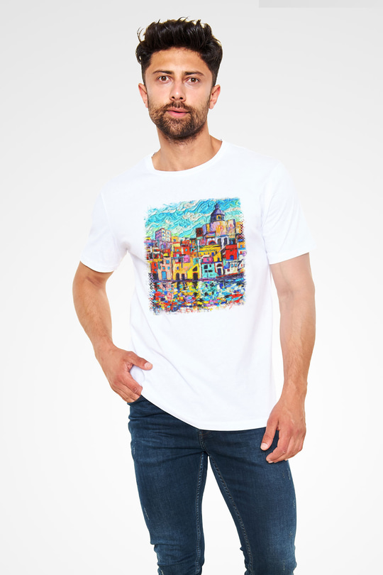 Cinque Terre Beyaz Unisex Tişört T-Shirt - TişörtFabrikası