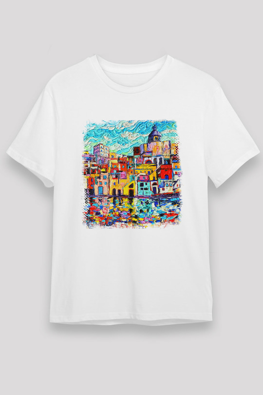 Cinque Terre Beyaz Unisex Tişört T-Shirt - TişörtFabrikası