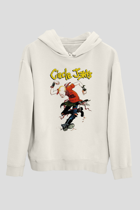 Circle Jerks Beyaz Unisex Kapşonlu Sweatshirt