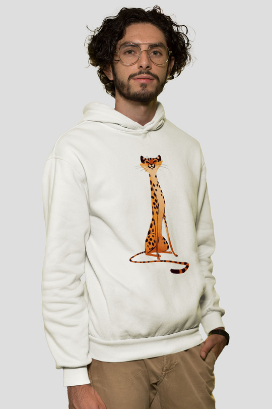 Çita Beyaz Unisex Kapşonlu Sweatshirt