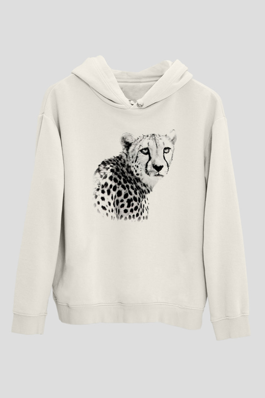 Çita Beyaz Unisex Kapşonlu Sweatshirt
