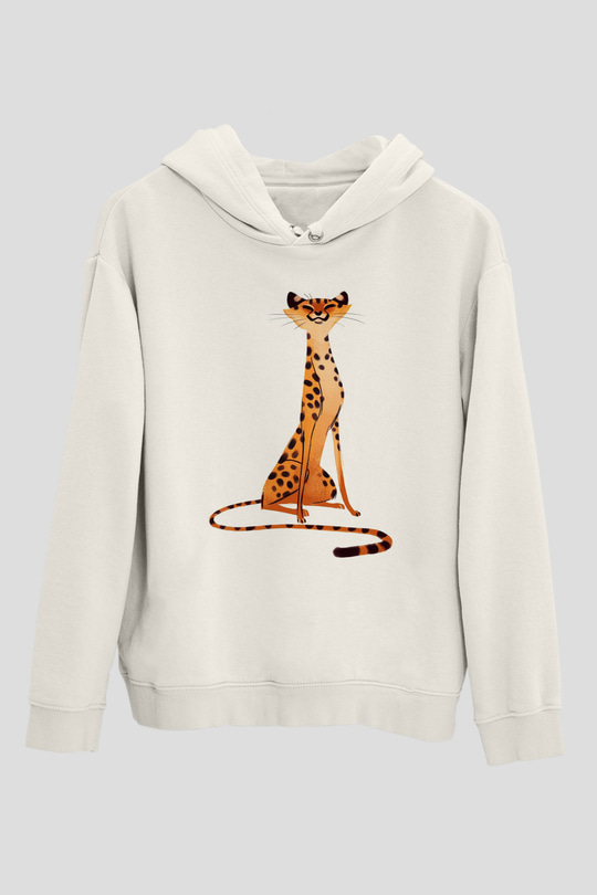 Çita Beyaz Unisex Kapşonlu Sweatshirt