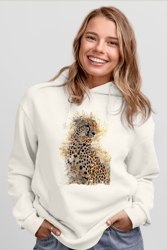 Çita Beyaz Unisex Kapüşonlu Sweatshirt