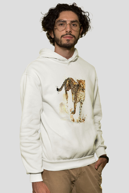 Çita Beyaz Unisex Kapüşonlu Sweatshirt
