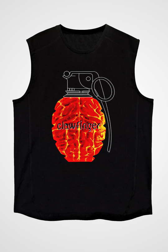 Clawfinger Baskılı Unisex Siyah Kolsuz Tişört