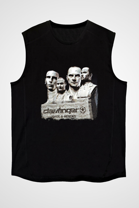 Clawfinger Baskılı Unisex Siyah Kolsuz Tişört