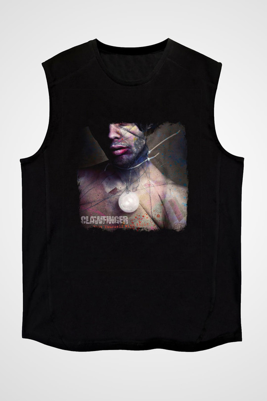 Clawfinger Baskılı Unisex Siyah Kolsuz Tişört