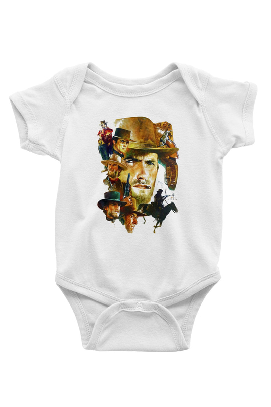 Clint Eastwood Baskılı Beyaz Unisex Bebek Body - Zıbın
