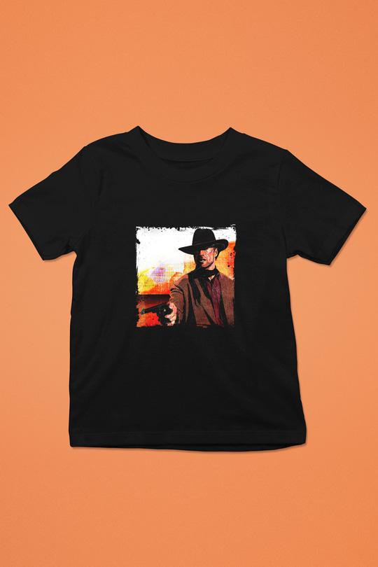 Clint Eastwood Baskılı Unisex Siyah Çocuk Tişört
