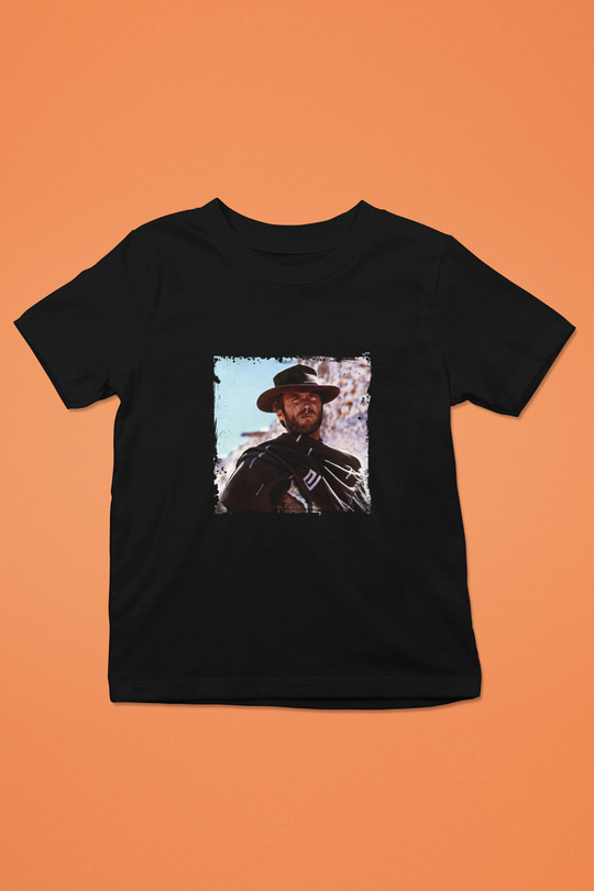 Clint Eastwood Baskılı Unisex Siyah Çocuk Tişört