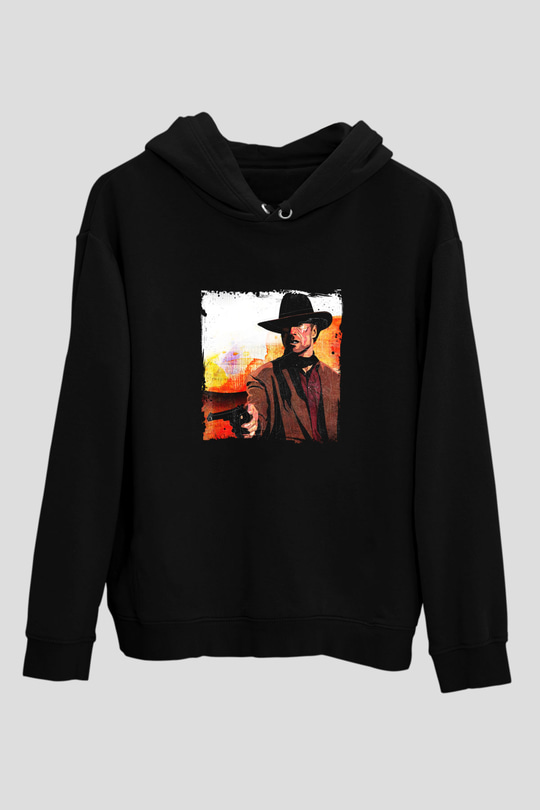 Clint Eastwood Baskılı Unisex Siyah Hoodie