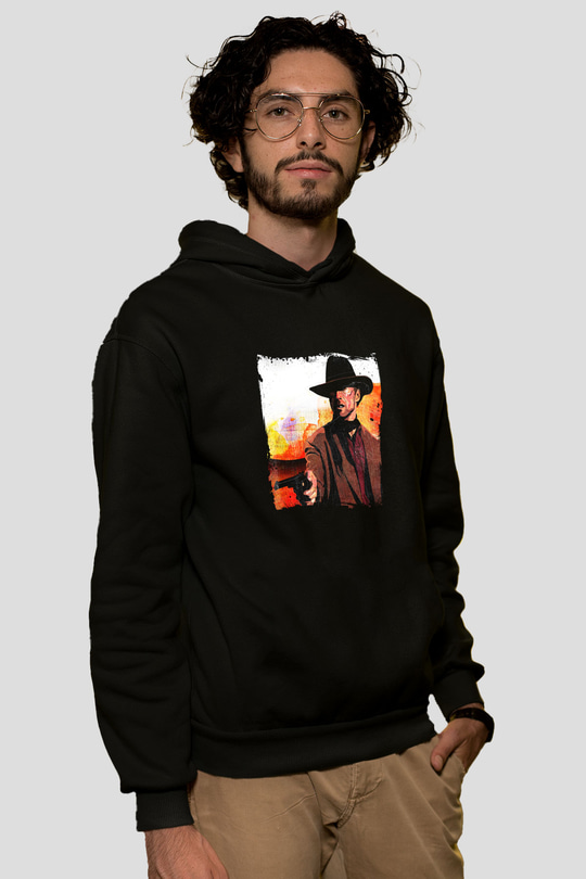 Clint Eastwood Baskılı Unisex Siyah Hoodie