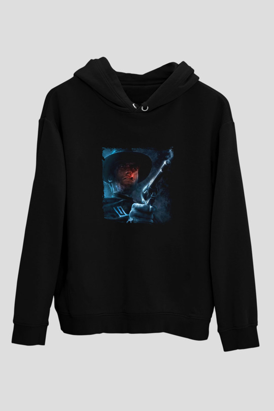 Clint Eastwood Baskılı Unisex Siyah Hoodie
