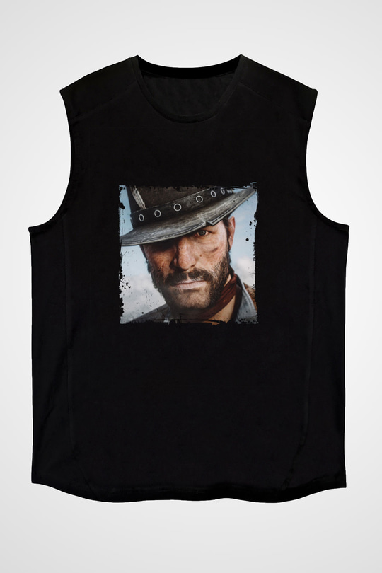 Clint Eastwood Baskılı Unisex Siyah Kolsuz Tişört