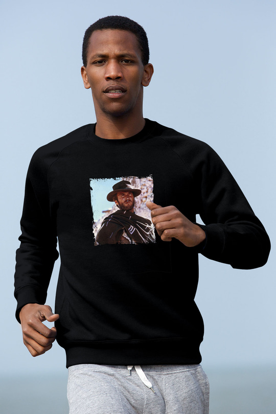 Clint Eastwood Baskılı Unisex Siyah Sweatshirt