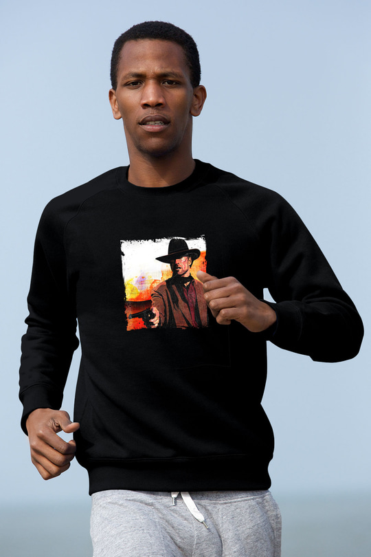Clint Eastwood Baskılı Unisex Siyah Sweatshirt